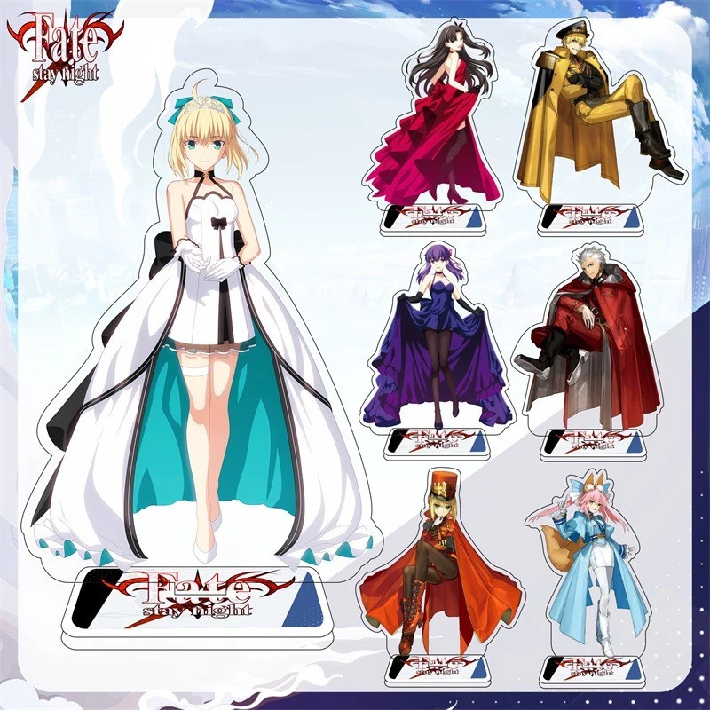 Mô hình Standee Anime Fate Stay Night FGO Mica Saber Rin Tohsaka Gilgamesh Archer trang trí bàn học 