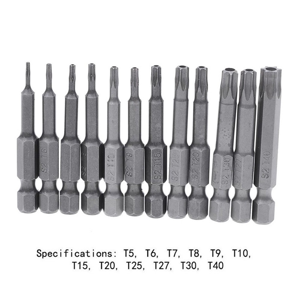 Premium Quality 1/4 Inch Hex Torx Screwdriver Bit 50mm Length T5 to T40 Sizes