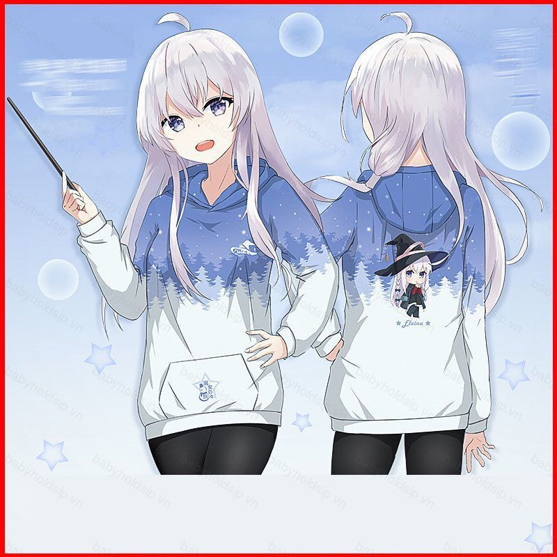 Áo hoodie cosplay Elaina từ bộ truyện "Phù Thuỷ Lang Thang", cổ tròn, thiết kếAnime