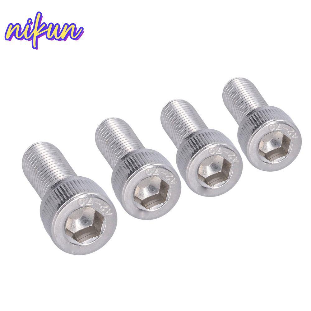 NIKUN 4 Bu lông ổ cắm lục giác, M10 Kích thước ren Ổ cắm bằng thép không gỉ Đầu vít, 1.25mm Fine Pit