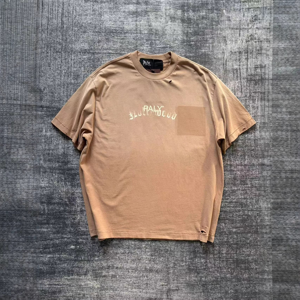 SWX1 PalyHollywood Washed and distressed vintage texture knitwear T Shirt280Short-sleeved shirt T T-
