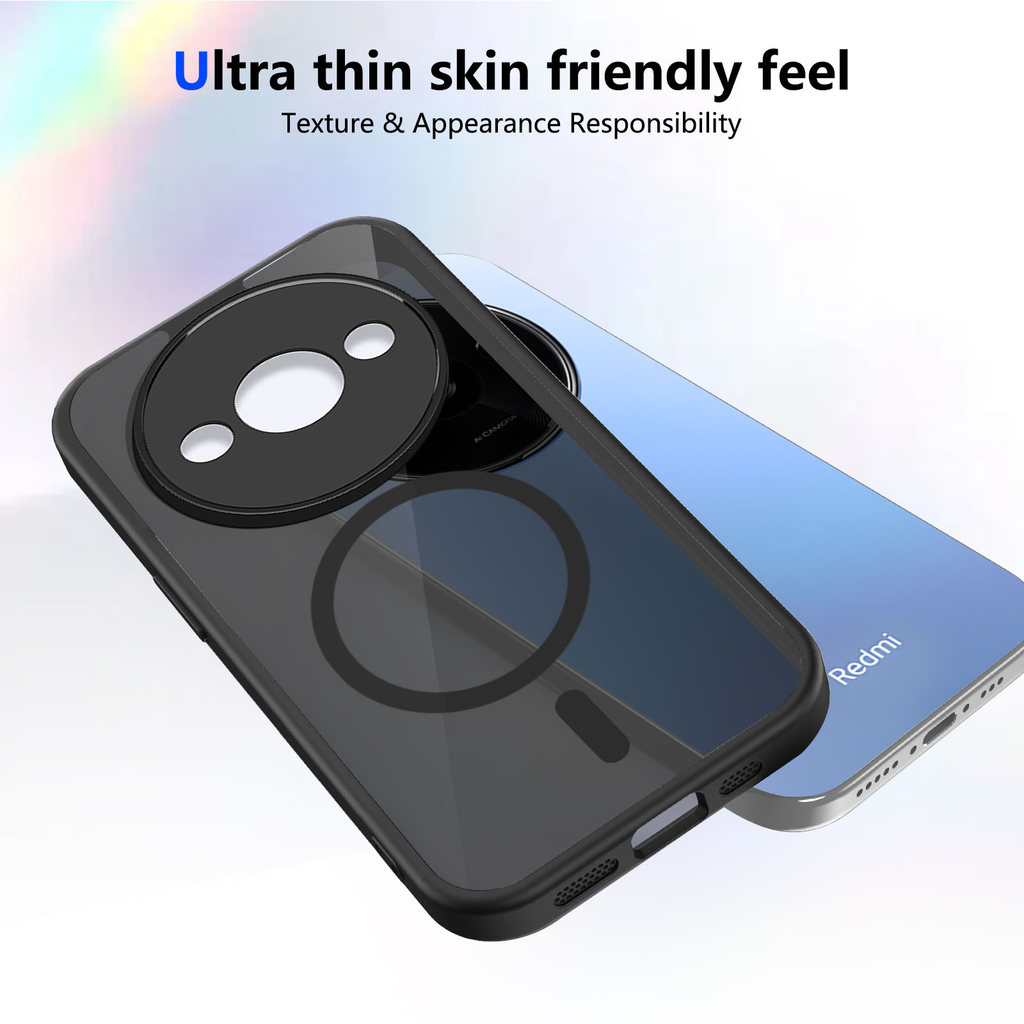 Ốp lưng Redmi A3X Vỏ thu hút từ tính màu đen mờ cho ốp điện thoại Redmi A3X