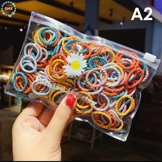 Set 100 Dây Cột Tóc Co Giãn Nhiều Màu Sắc