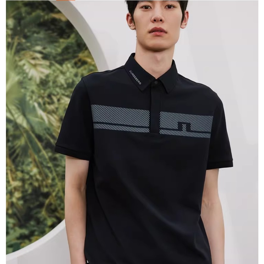 J.LINDEBERG áo polo tay ngắn phong cách ngoài trời, áo có họa tiết và chữ in