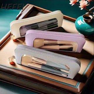 HEFEI Túi đựng cọ trang điểm HEFEI, Túi đựng mỹ phẩm chống nước có thể nhìn thấy, Hộp đựng bút chì cửa sổ trong suốt cầm tay nhẹ gọn Đồ dùng học tập