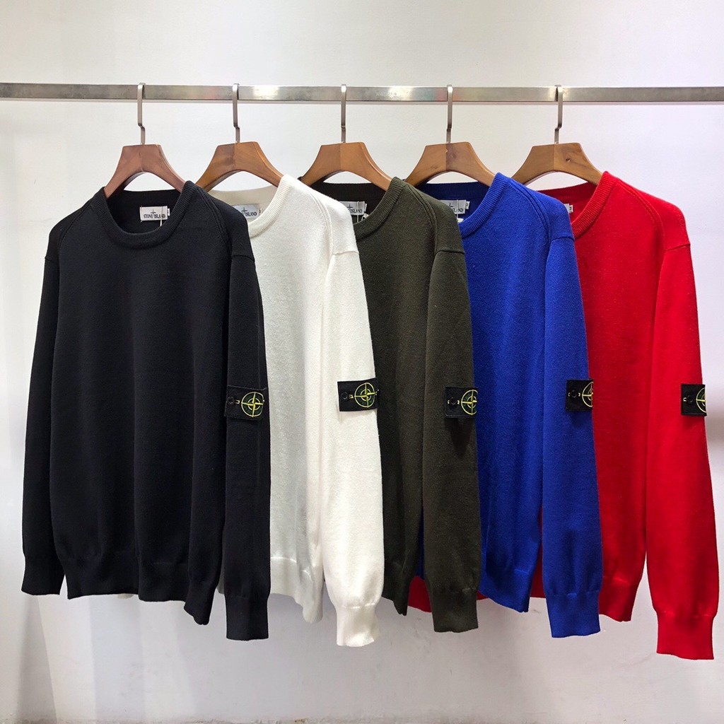 A8PX Stone Island Wool blend island round neck pullover knit sweater versatile couple's outfit