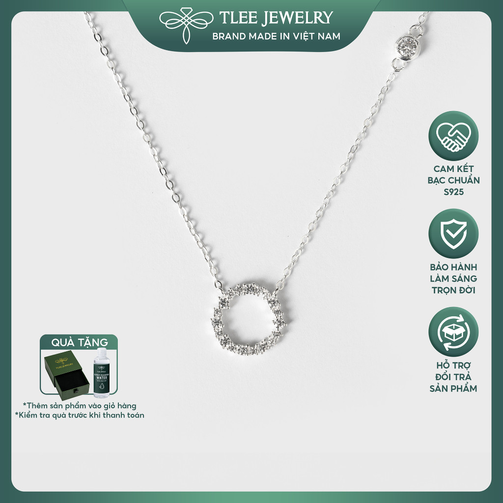 Vòng cổ bạc nữ TLEE tròn đá cao cấp TLEE JEWELLY D0114 (Bluesea)