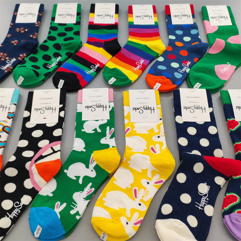 Happysocks Flagship Store Tất Giữa Ống Nữ Thụy Điển Dạo Phố HS Phù Hợp Với Tất Bốn Mùa