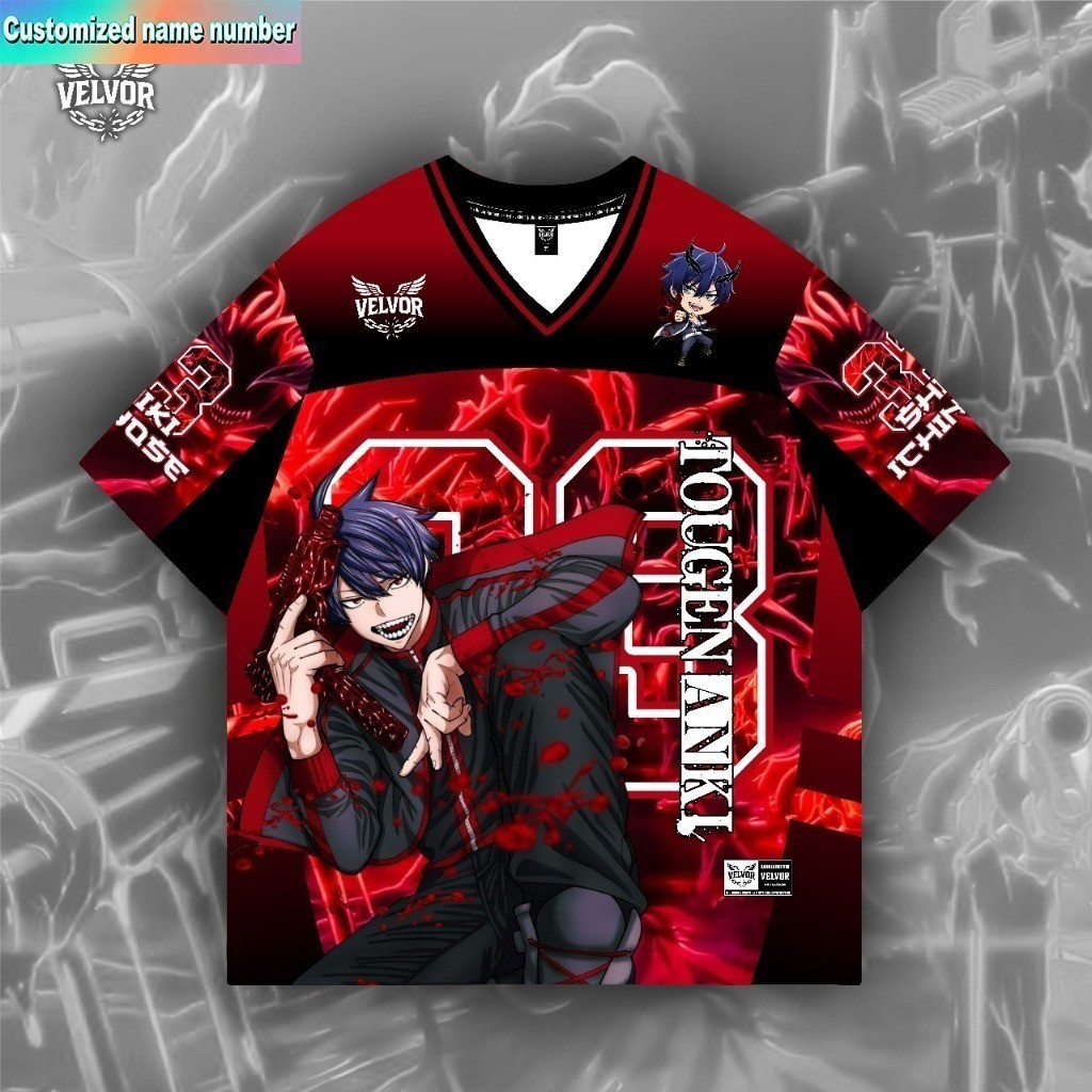 VELVOR PREMIUM OVERSIZE ANIME JERSEY TRẺ EM Áo TOUGEN ANKI 38 SERIES SỐ JERSEY FULL Jersey VELVOR QU