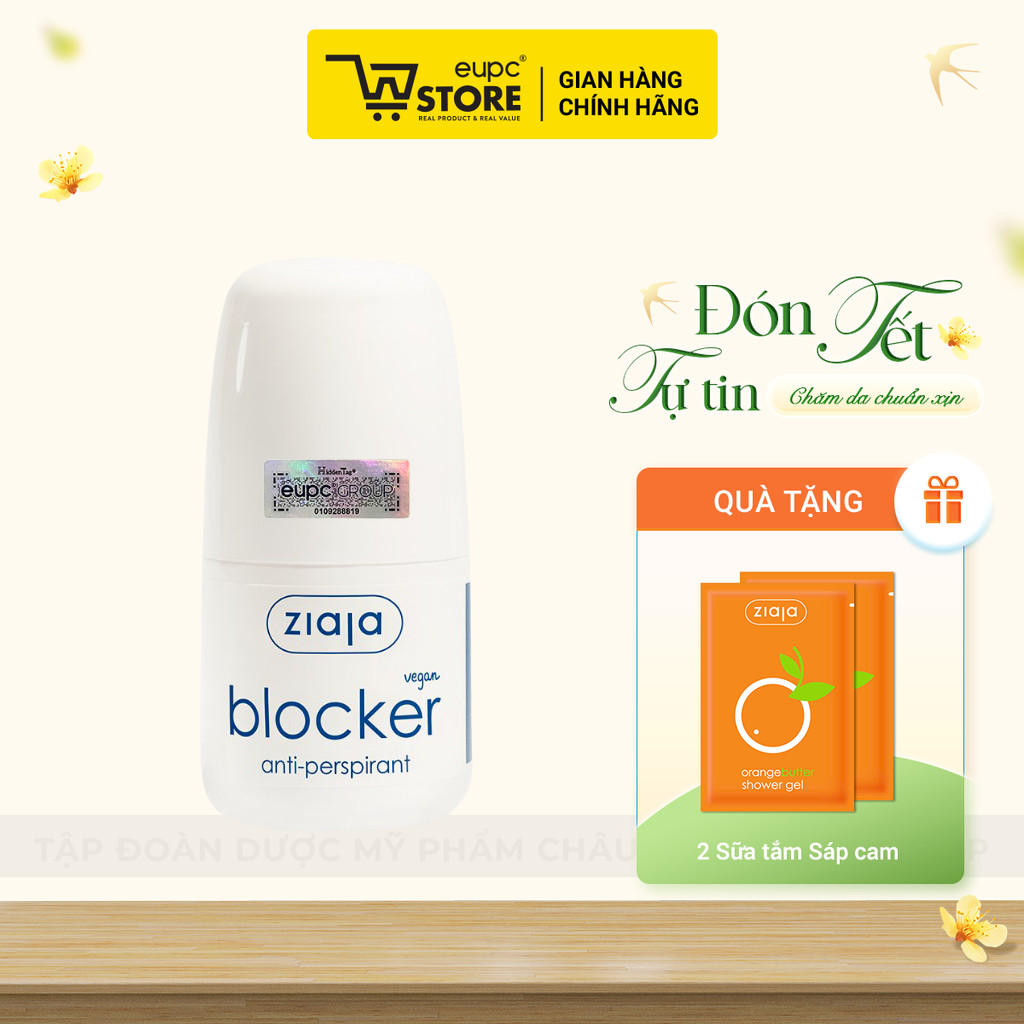 Lăn Khử Mùi Kiểm Soát Mồ Hôi Vùng Nách Ziaja Blocker 60ml Thấm Nhanh, Không Để Lại Vệt Trên Áo EUPC 