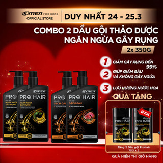Combo 2 Dầu gội Thảo Dược X-Men For Boss Pro Hair 350g/chai Nuôi Dưỡng Da Đầu, Sạch Gàu và Giảm Gãy Rụng