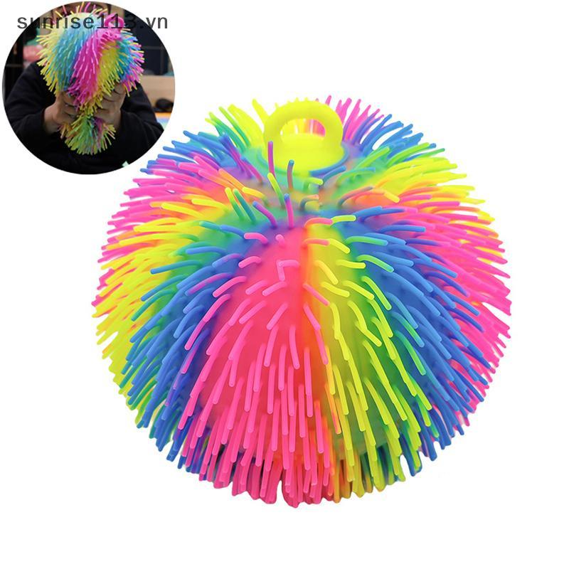 SR Beauty Rainbow Sensory Puffer Ball – Đồ chơi giảm căng thẳng 22cm / 8.5 "có họa tiết phồng và dây