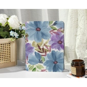 Ốp iPad Hoa Tím Có Giá Đỡ Bút Chì, Dành Cho iPad 9 / 8, iPad Mini 5 / 6, iPad Pro 12.9inch, iPad Air