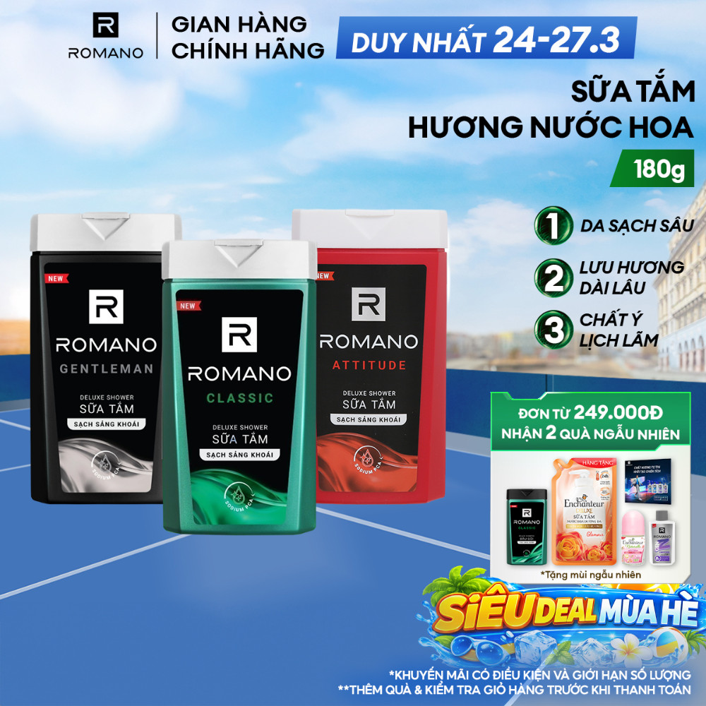Sữa tắm nam Romano hương nước hoa 180g