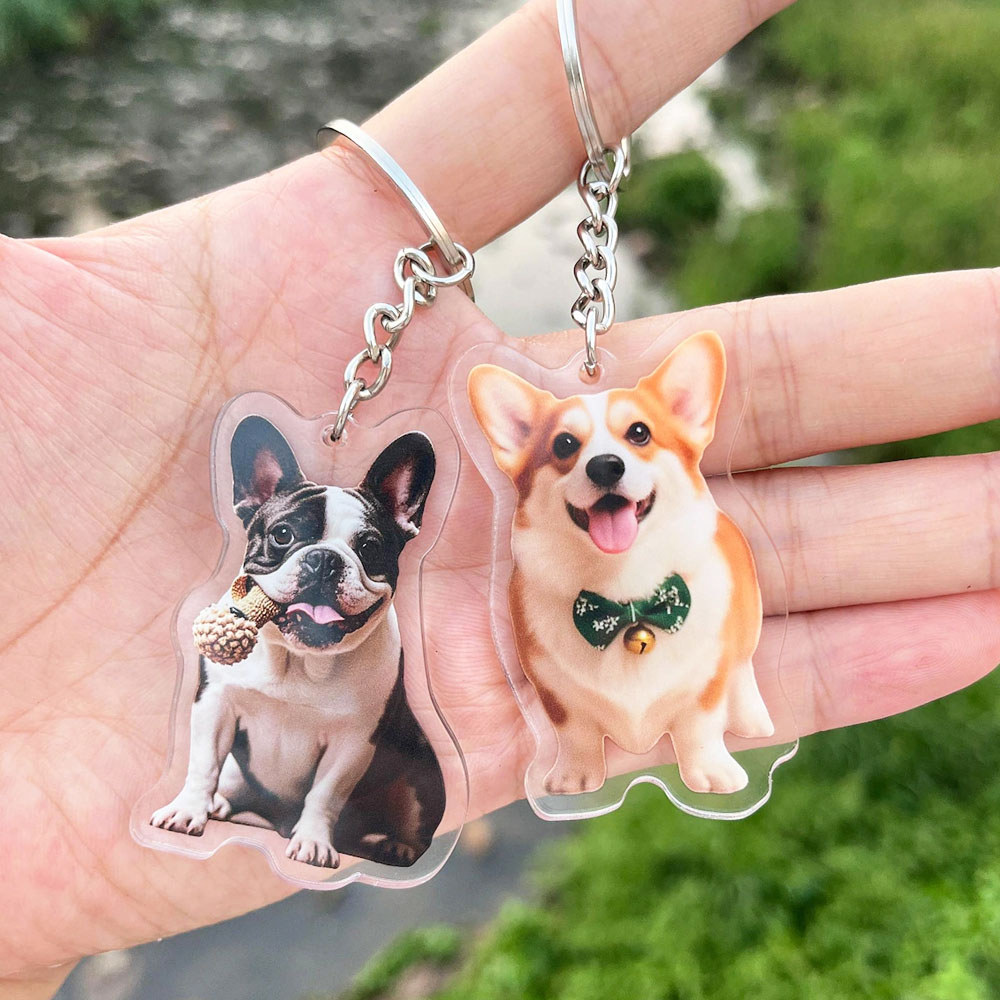 Custom Printed Dog Cat Pet Photo Keychain Personalizd Acrylic Keychain Custom Logo Keychain Full Col