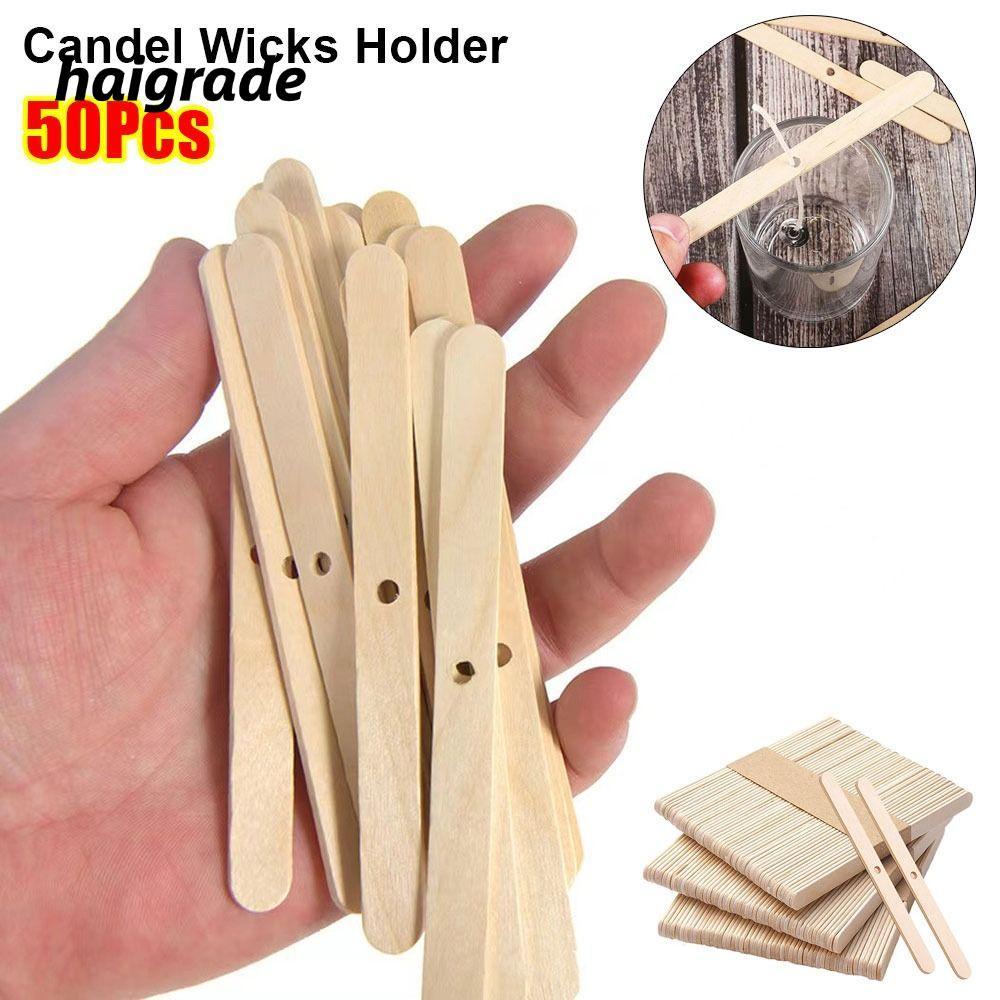 HAIGRADE 50 Cái Dụng cụ làm Candel, Giá đỡ bấc Candel DIY 114mm, Thiết bị định tâm bằng gỗ bền Phụ k