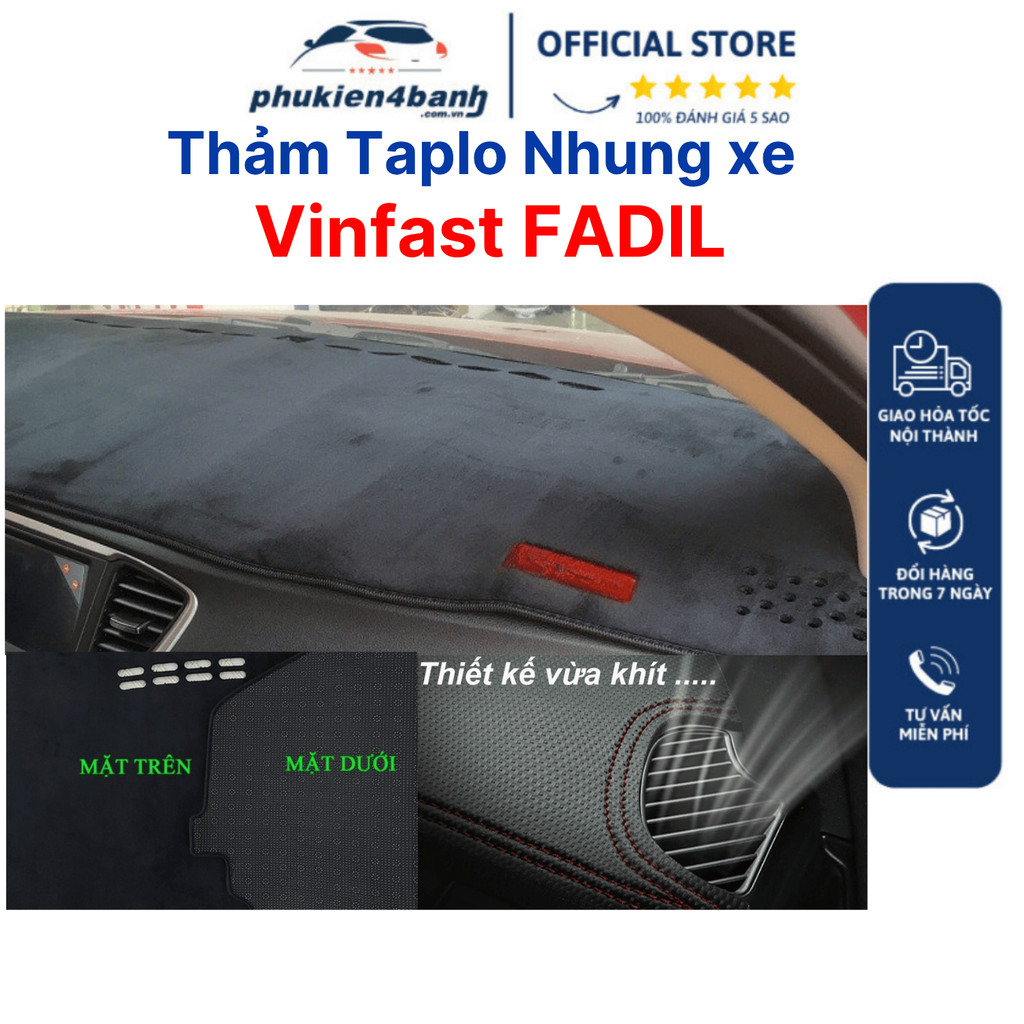 Thảm taplo xe Vinfast Fadil 2019- 2022, 2023,2024 chất liệu nhung cao cấp