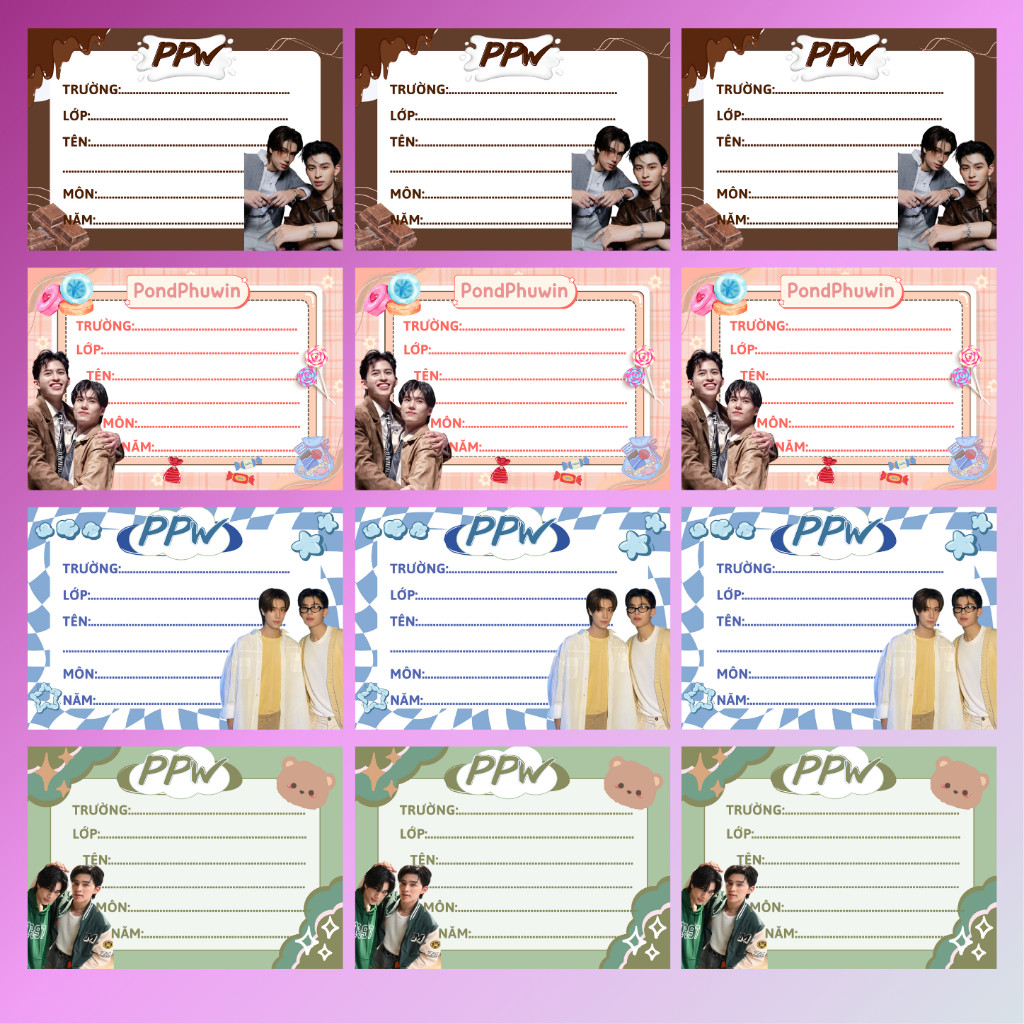 SET NHÃN VỞ OTP - Set 12 nhãn vở - MaQ store