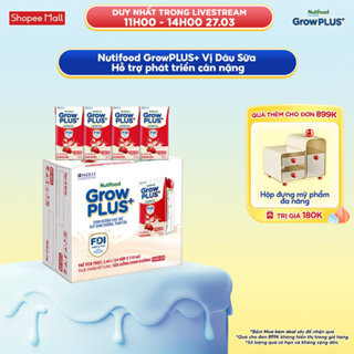 Thùng 24 hộp Sữa bột pha sẵn Nutifood GrowPLUS+ Vị Dâu hộp 110ml - Trên 1 tuổi (24 hộp x 110ml)