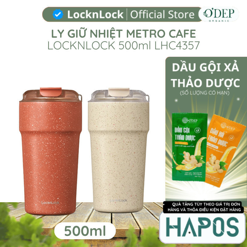 Ly giữ nhiệt LocknLock LHC4357 500ml Metro Cafe Tumbler, thép phủ sứ - HAPOS LOCKNLOCK OFFICIAL - HA