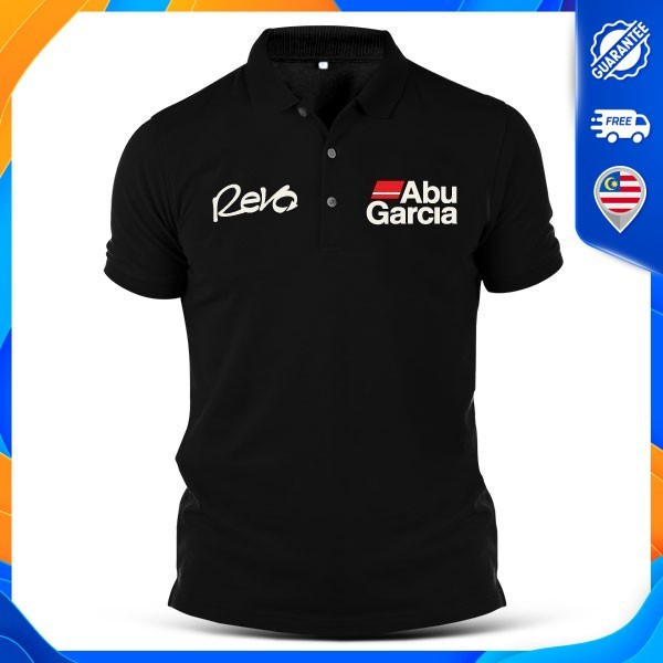 Baju Abu Garcia Revo Sulam Polo Áo Thun Áo Thun Câu Cá Tee Top Casual Unisex Cotton Thời Trang Câu C
