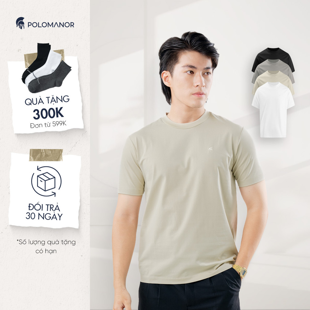 Áo thun nam trơn TSHIRT BASIC USA, vải cotton cao cấp kiểm định USA, thoáng mát, mềm mịn - POLOMANOR