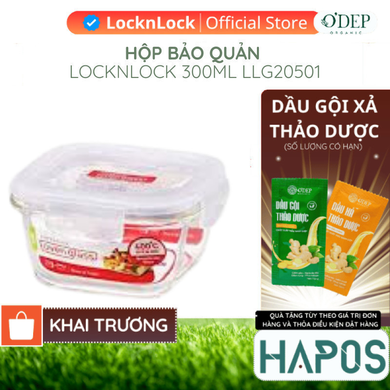 Hộp thuỷ tinh bảo quản thực phẩm dùng được lò vi sóng 300ML LocknLock LLG205 Hàng chính hãng   - HAP
