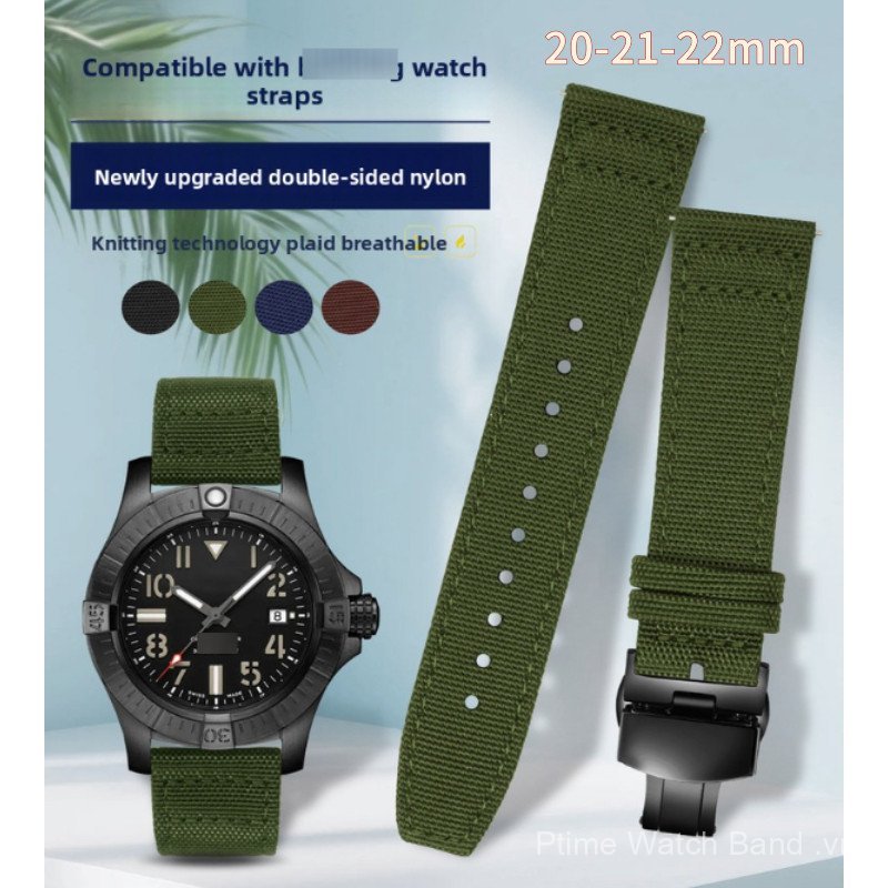 Dây đeo đồng hồ bằng vải Nylon thẳng 20 / 21 / 22mm, phụ kiện cho đồng hồ dòng Bồ Đào Nha / Portofin