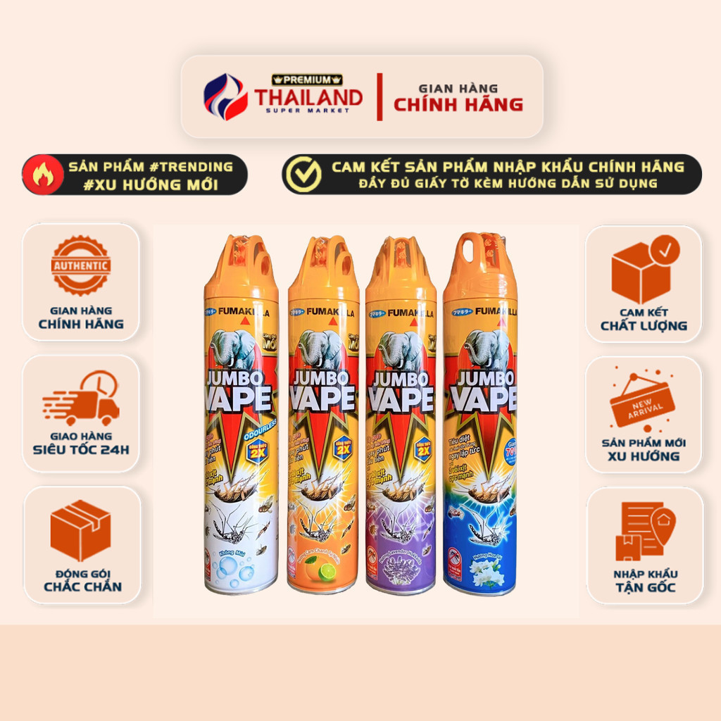 Chai Xịt Muỗi Côn Trùng Jumbo VAPE 600ML Nhiều Mùi – Diệt Muỗi, Kiến, Gián Nhanh, Dùng Trong Gia Đìn