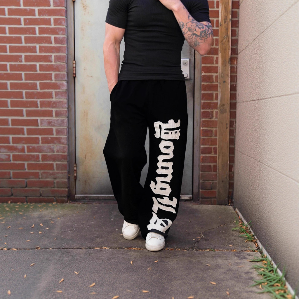 Quần YOUNGLA Thêu Đính Thể Thao Thể Thao Quần Mặc Đường Phố Mỹ