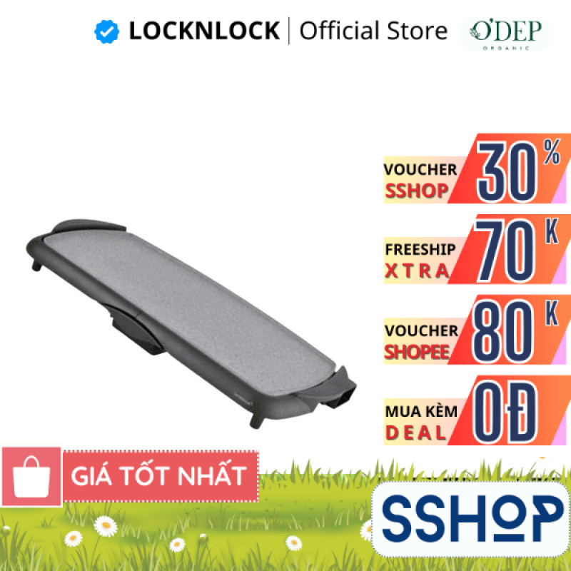 Bếp nướng điện LocknLock Electric Grill Pan EJG262BLK 2000W, Hàng chính hãng, Có tay cầm - SSHOP SSA