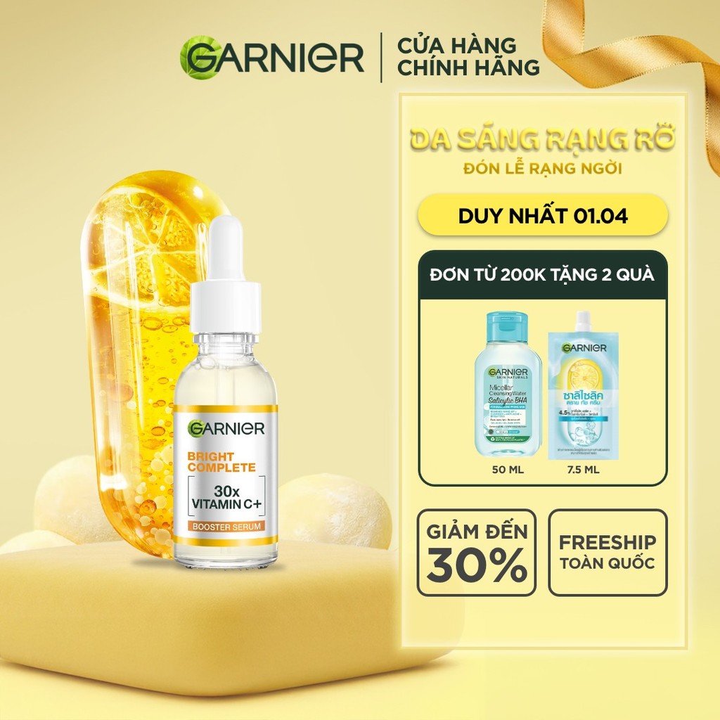 Dưỡng chất ban ngày bảo vệ & dưỡng sáng da [Vitamin C + Niacinamide] Garnier Bright Complete Booster