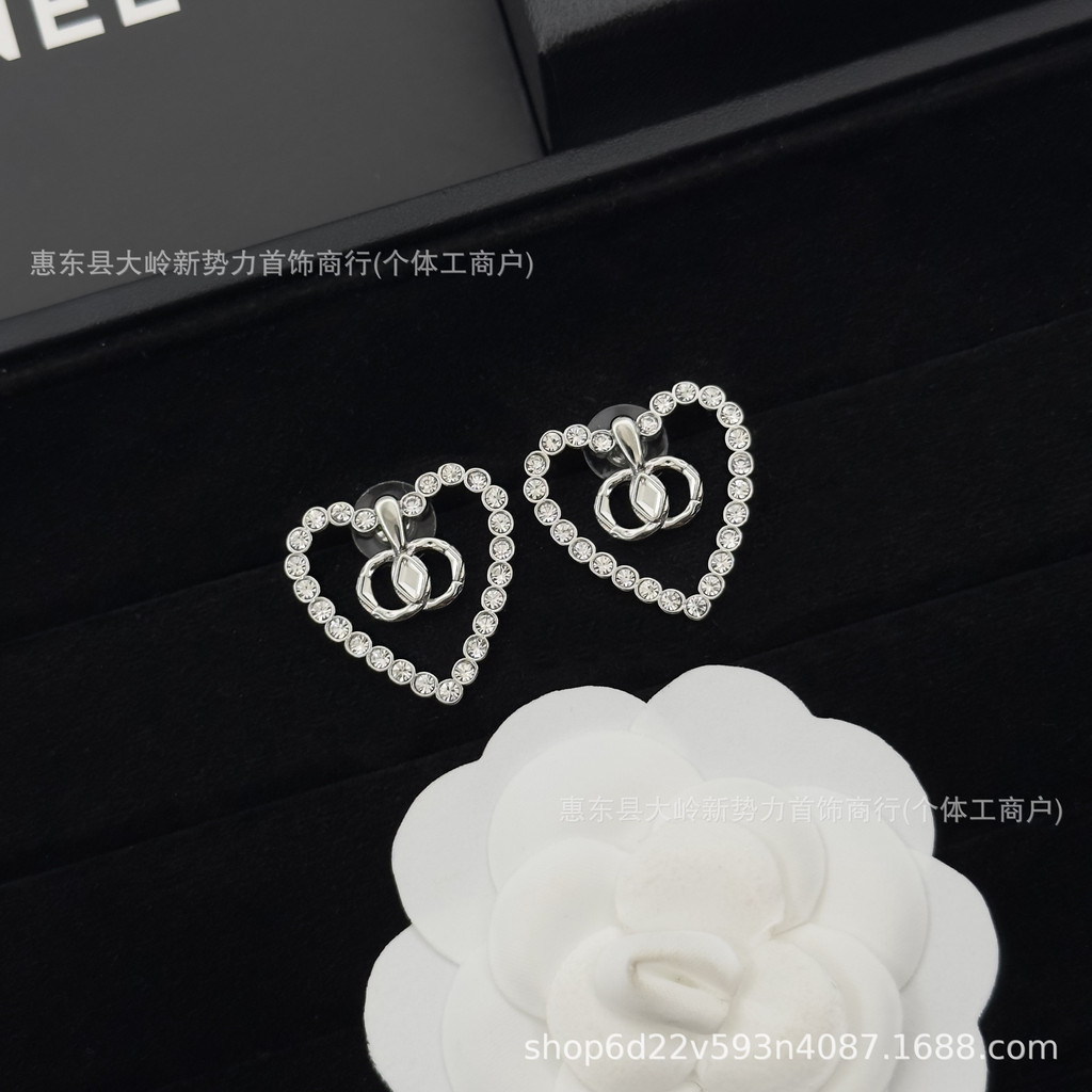 Bông Tai Kim Bạc 925 Sang Trọng, Nhẹ Dàng, Phong Cách Chanel Mới, Trang Trí Kim Cương