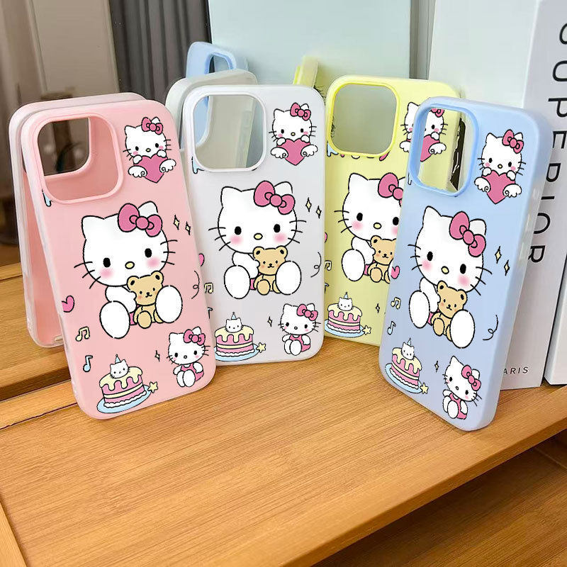 Ốp lưng Iphone Ốp lưng Jelly Kitty ôm gấu cho iPhone 16  15 11 12 13 14 pro max plus iPhone 7 xr xs