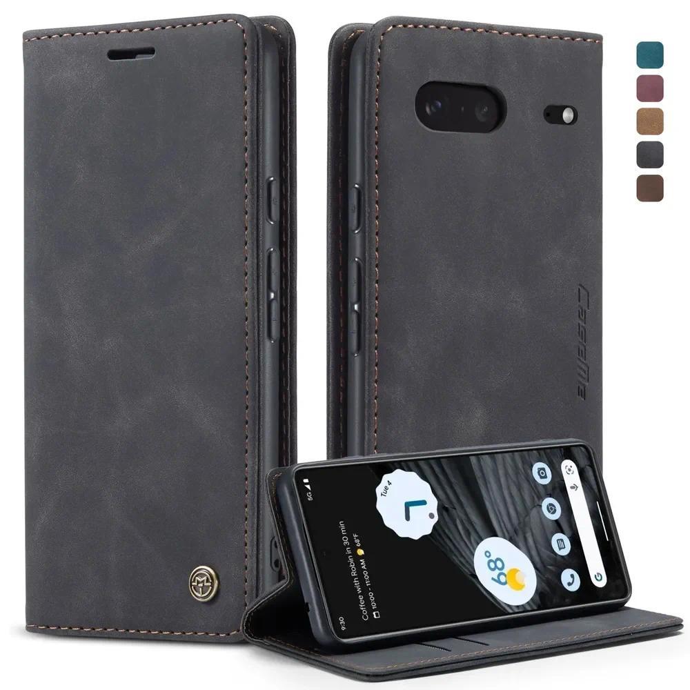 Ốp Da Cho Google Pixel 7 Có Hộp Đựng Thẻ Doanh Nhân Eco-Leather Bao Da Flip Case Chống Sốc Ví