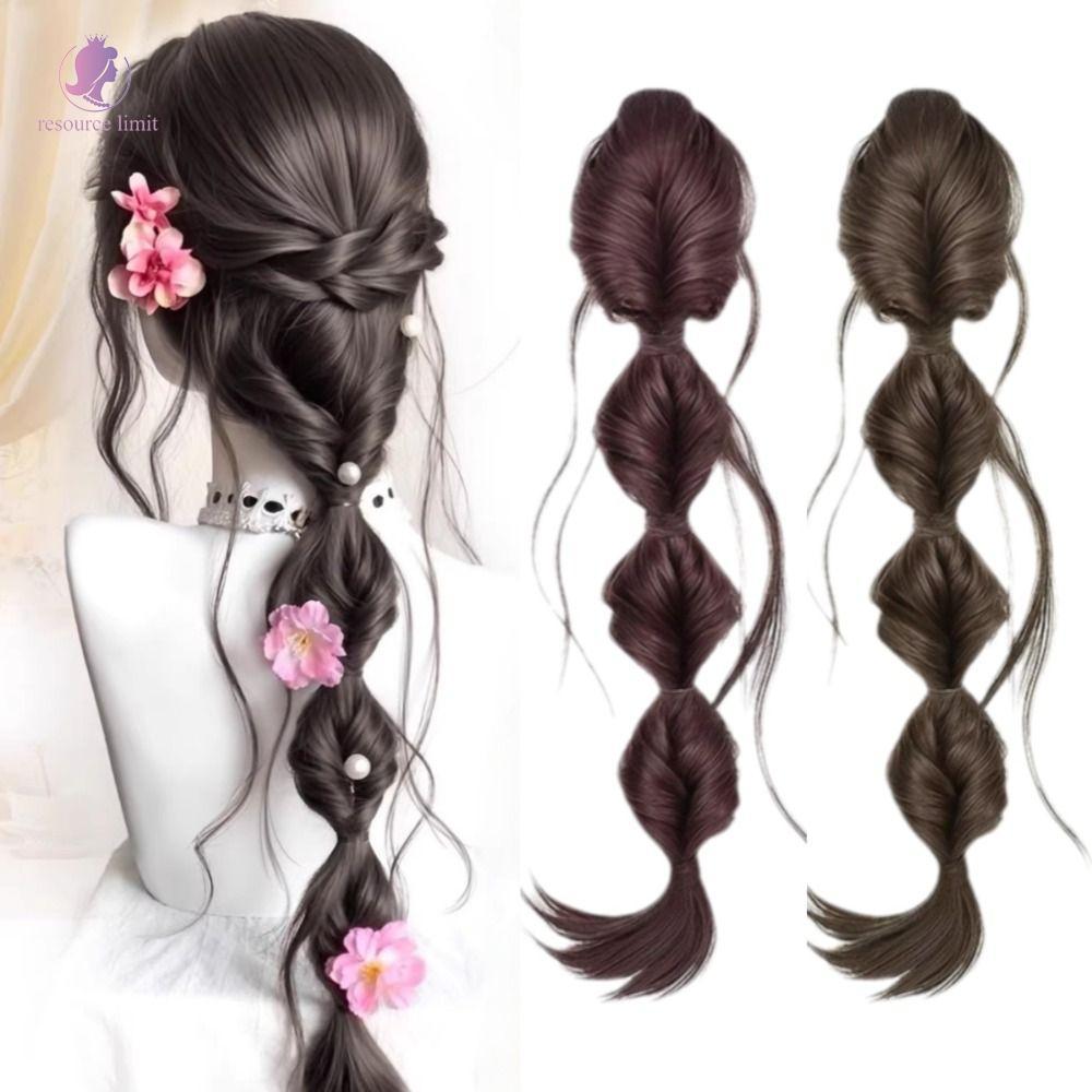 Bubble Fake Braids - Dây chun tóc giả và bím xoăn wig dày cho phụ nữ