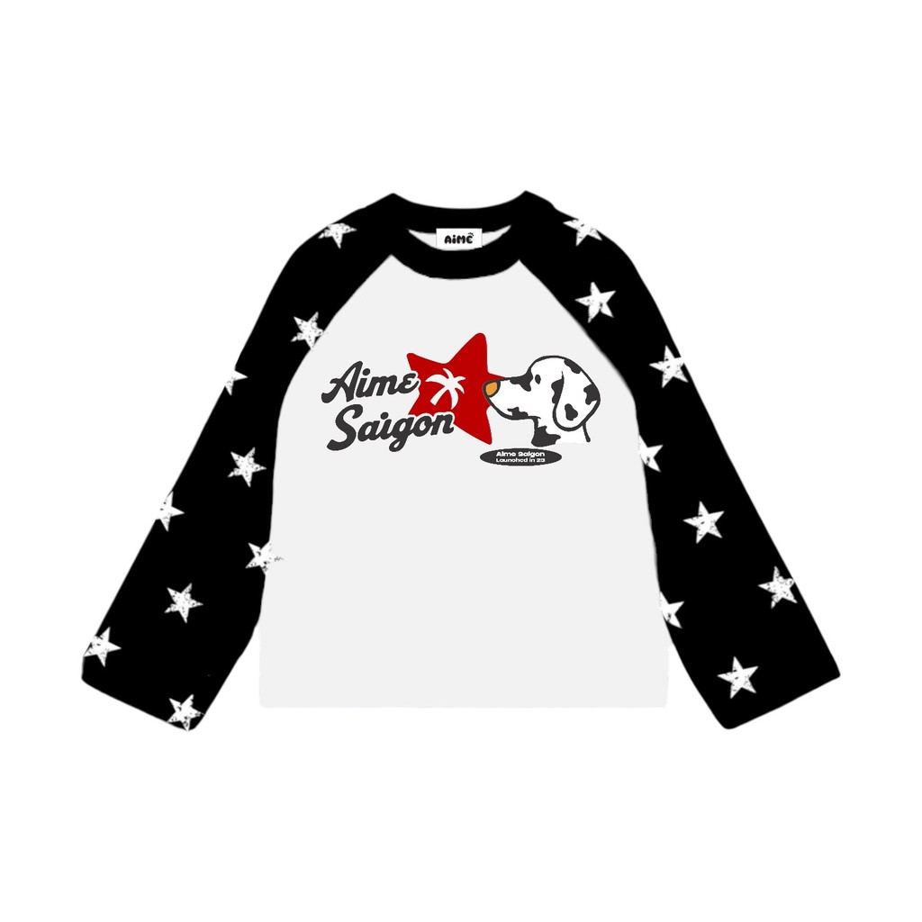[Ver4] Aimesaigon Áo Thun TayDài Raglan Borip IN NGÔI SAO x Cotton Long Sleeve Boxy AIMÉ Form Rộng Cổ Tròn Unisex Nam Nữ | BigBuy360 - bigbuy360.vn