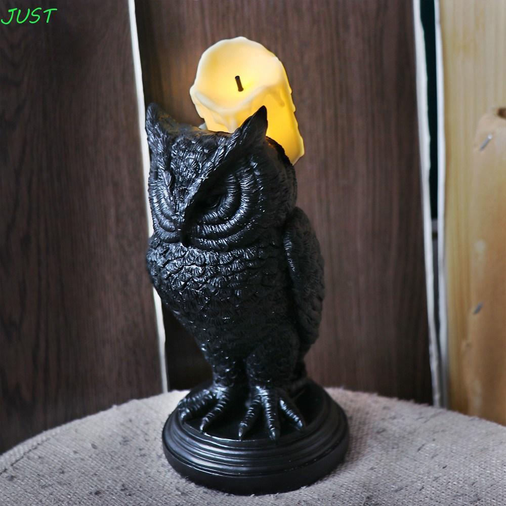 JUST Halloween Gothic Candle Holder, Nhựa Black Crow Candle Holder, Craft Owl Gothic Crow Owl Candle