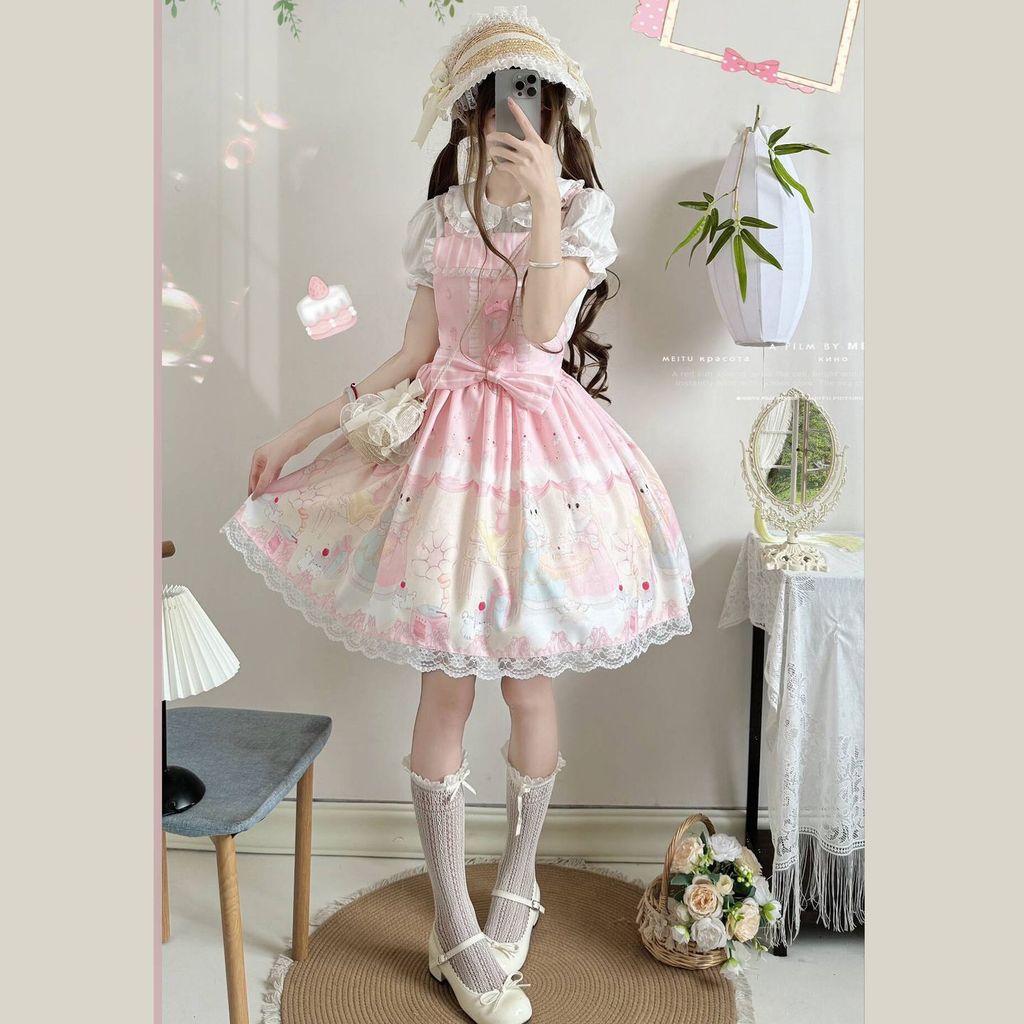 Dây đeo lolita Mèo Con Váy Kẹo lolita lolita lolita Phiên bản đầy đủ jsk Trà Chiều Kẹo Nguyên Bản lo