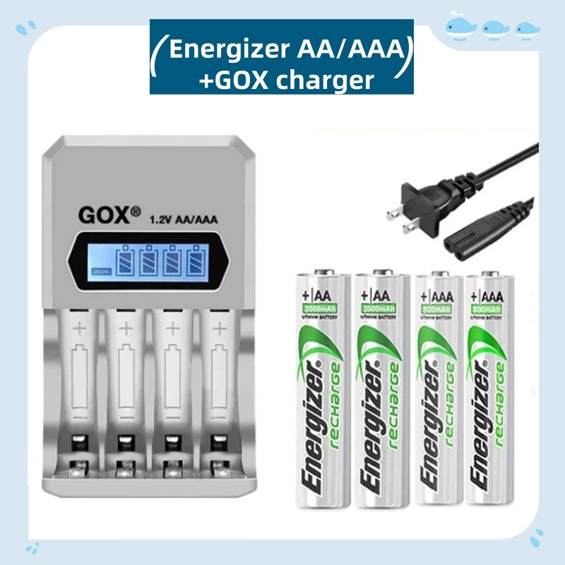 4slot GOX LCD display Smart intelligent battery Charger With Energizer 1.2V AA 2300mAh/AAA 800mAh Re