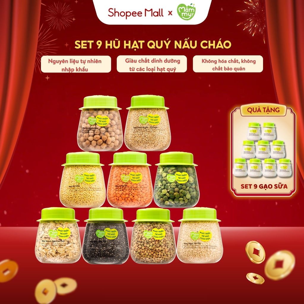 Combo 9 loại hạt ăn dặm Mămmy nhập khẩu chứa nhiều vitamin và dinh dưỡng cho bé cho bé từ 6 tháng