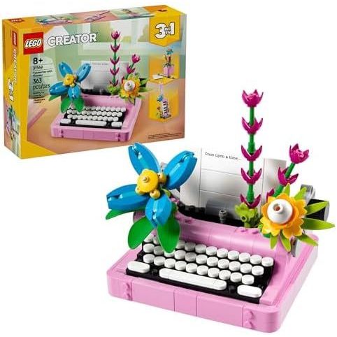 Máy đánh chữ LEGO Creator 3 trong 1 có hoa - Đồ chơi xây dựng với 3 tùy chọn xây dựng, Máy đánh chữ,