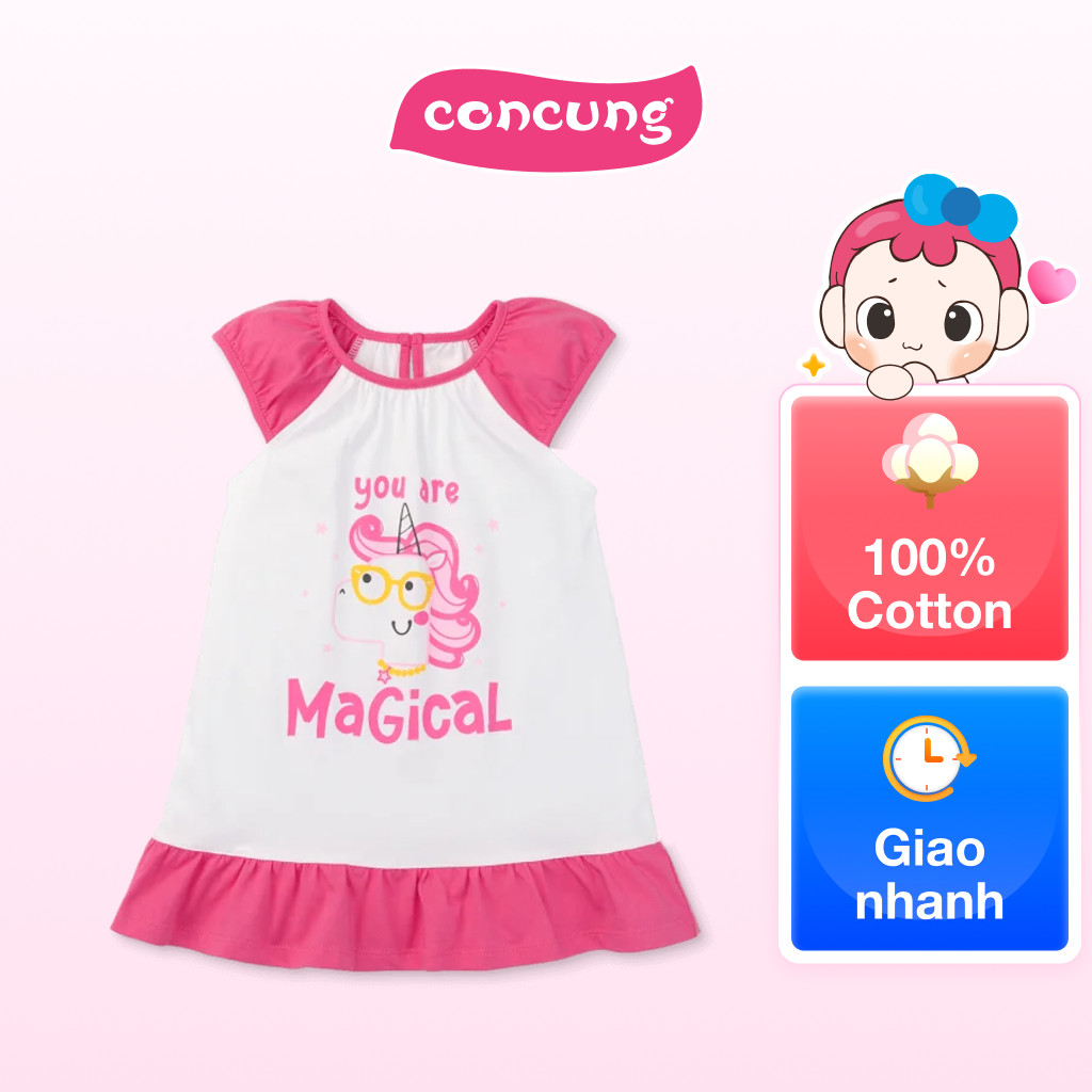 Đầm bé gái Animo Easy LU0525032 (3Y,Trắng-tím,TT02)