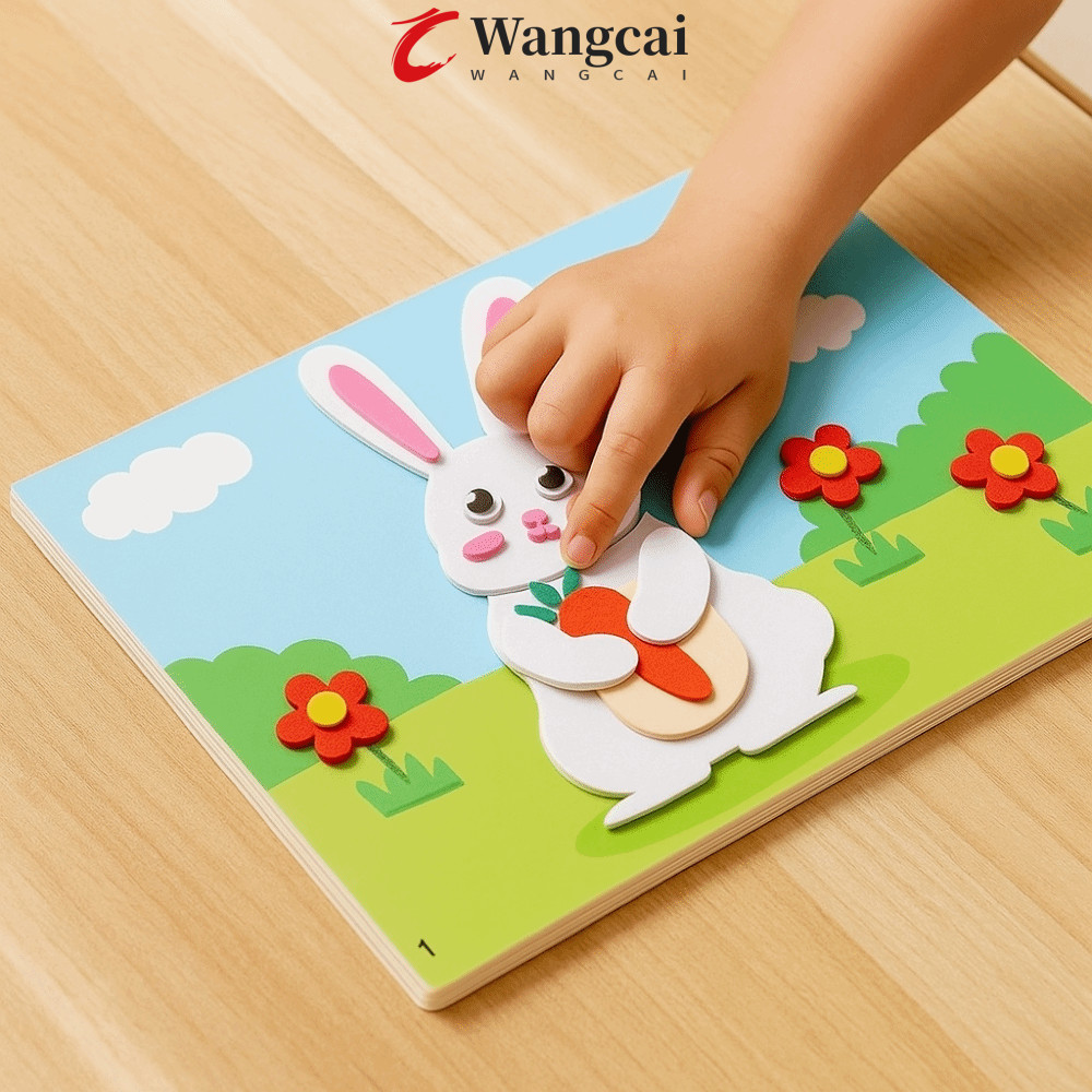 WANGMCAI Montessori Art Craft Toy, Puzzle EVA Cartoon 3D DIY Sticker Toy, DIY Handmade Kit Art Learn