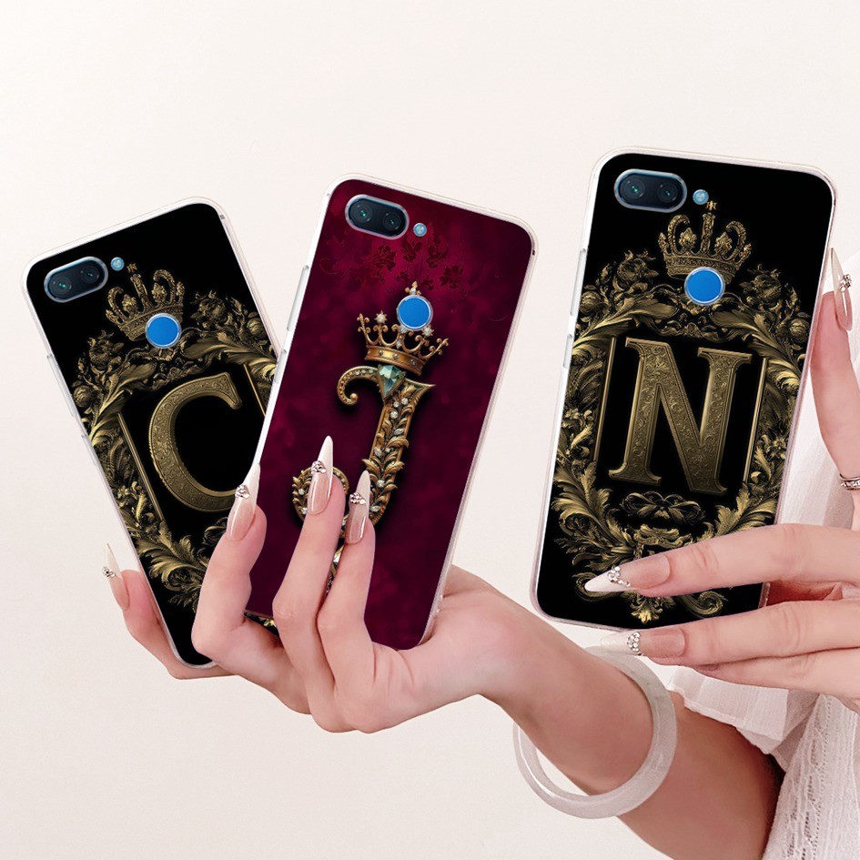 Ốp Lưng Mi 8 Lite Cho Xiaomi Mi 8 Bao Chữ Cái Dễ Thương Vương Miện Mềm Silicon Mỏng Ốp Lưng Cho Xiao