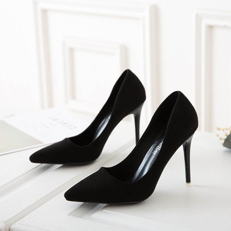 giày cao gót 7 phân cao gót 7 phân Giày cao gót công sở màu đen giày mũi nhọn kiểu Pháp 5cm giày ngh