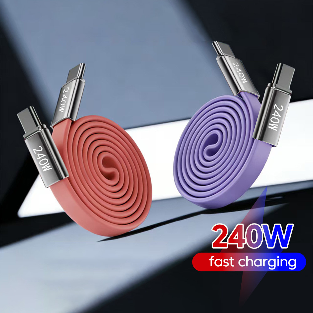 Cáp dữ liệu Elough 240W Type-C sang Type-C Sạc nhanh USB C Dây cáp sạc silicon