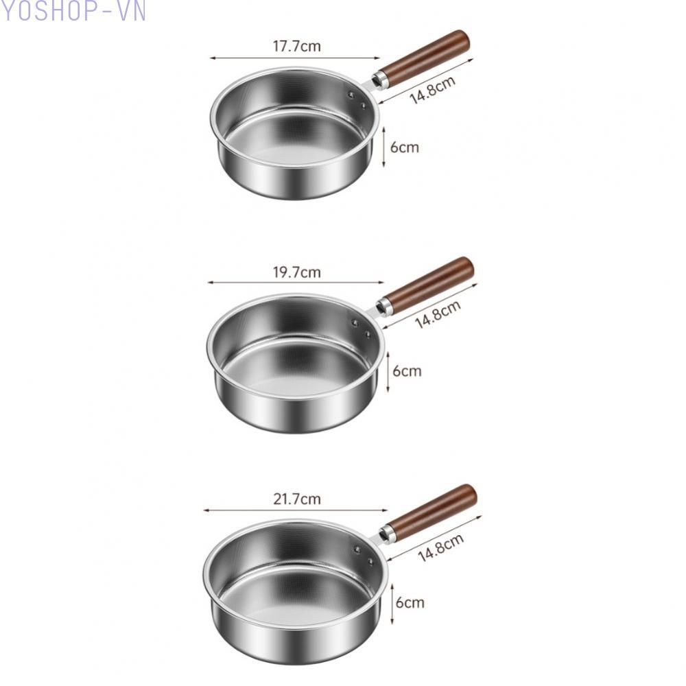 [Ysp]Stainless Steel Flat Bottom Pan with Ergonomic Handle for Everyday Cooking Tasks