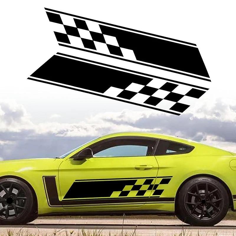 1 Cặp Đua Cờ Rô Sọc Vinyl Decal Ô Tô Checkered Chống Thấm Nước Miếng Dán Checkered Trang Trí Miếng D