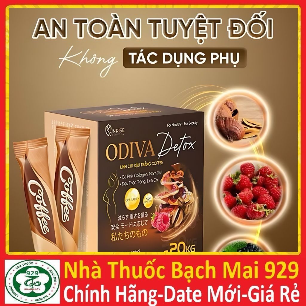 [COMBO 4 HỘP 1/2/3] Cà phê giảm cân mâm xôi Odiva Detox giảm cân an toàn hiệu quả thơm ngon
